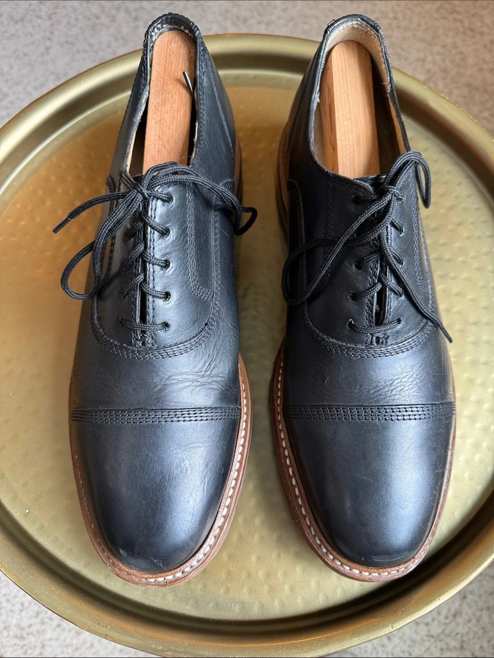 Frye James Bal Lug Oxford Lace Up Cap Toe Shoes